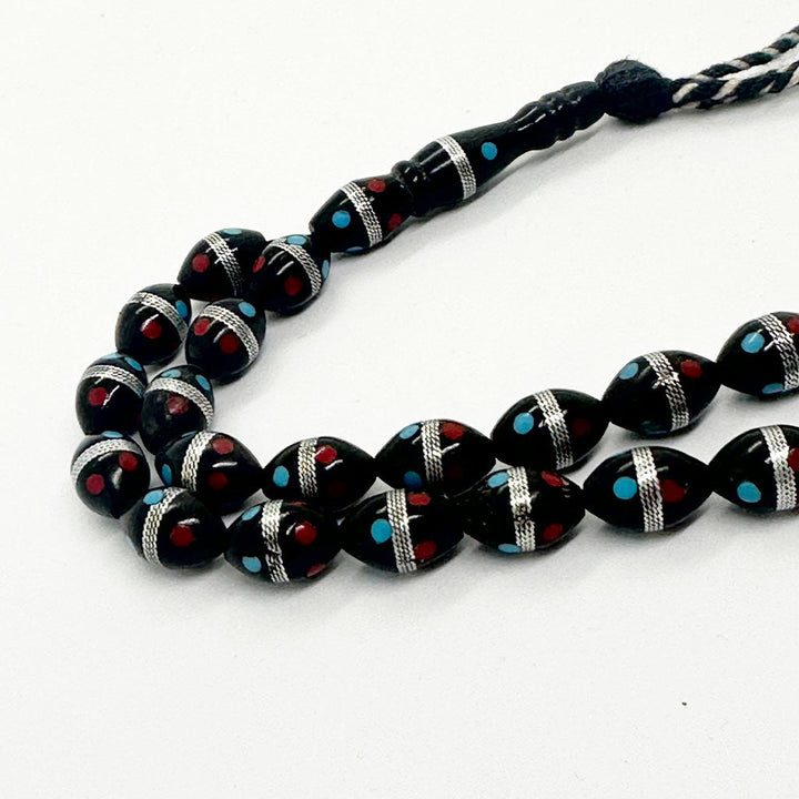 سبحه كوك مجدول بالمعادن والأحجار 10ملي 33 حبايه