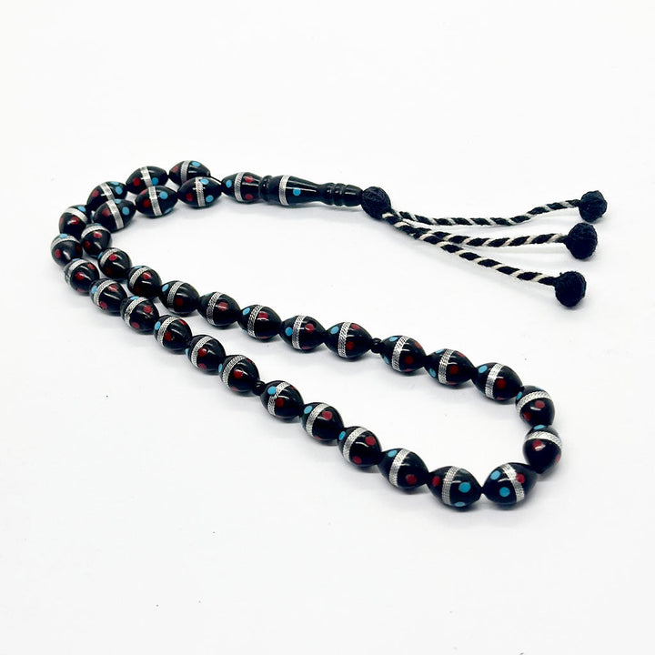 سبحه كوك مجدول بالمعادن والأحجار 10ملي 33 حبايه