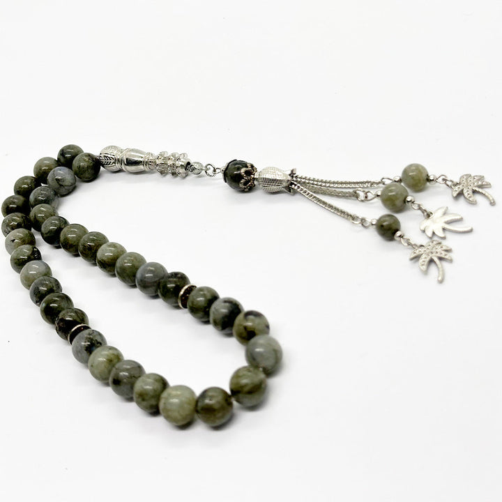 سبحة حجر طاووس (لبرادولايت) 10ملي 33 حبايه