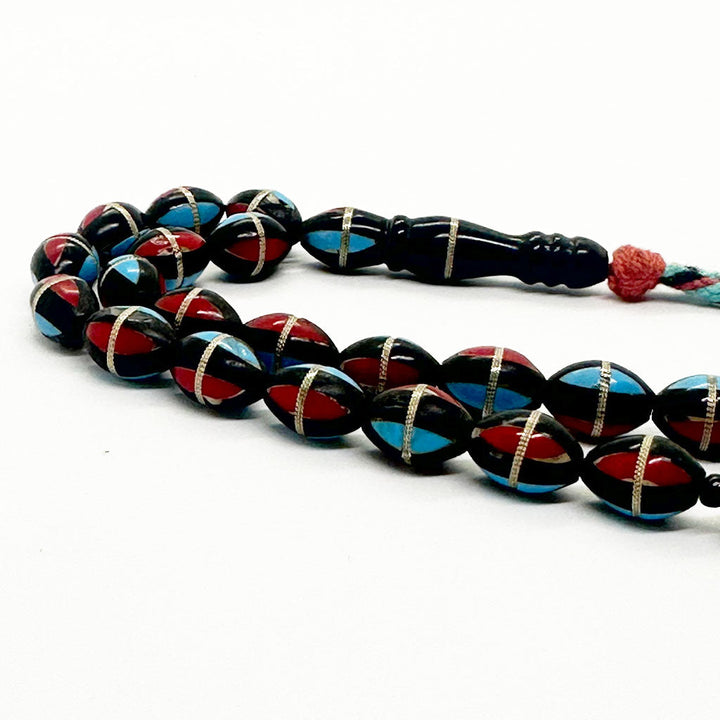 كوك اسود مطعم بالمعدن والأحجار 10 مم 33 حبايه