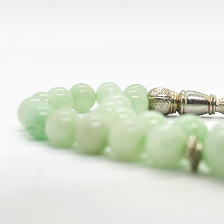 سبحة حجر جاد اخضر 10 ملي 33 حبايه